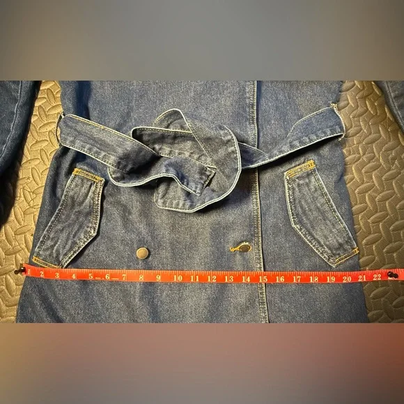 Universal Thread Blue Denim Trench Coat - Picture 6 of 9